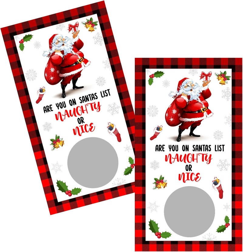 Woanger 80 Pcs Christmas Scratch Off Game Cards Holiday Games Naughty or Nice Scratch Off Cards Scratch Off Winner Tickets are You on Santas List Christmas Activities for Adults Groups Kids - Image 1