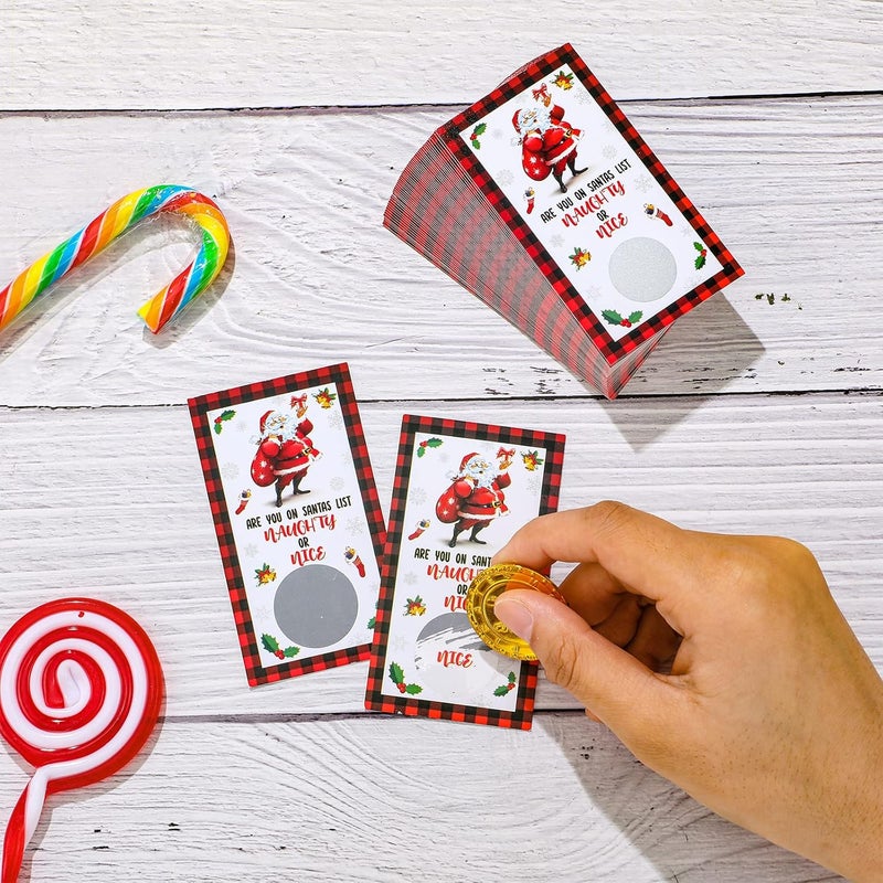Woanger 80 Pcs Christmas Scratch Off Game Cards Holiday Games Naughty or Nice Scratch Off Cards Scratch Off Winner Tickets are You on Santas List Christmas Activities for Adults Groups Kids - Image 4