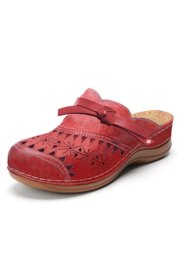 NIBEMINENT Women Orthopedic Hollow Carved Walking Sandals Slip-on Shoes For Outdoor Travel Shopping 