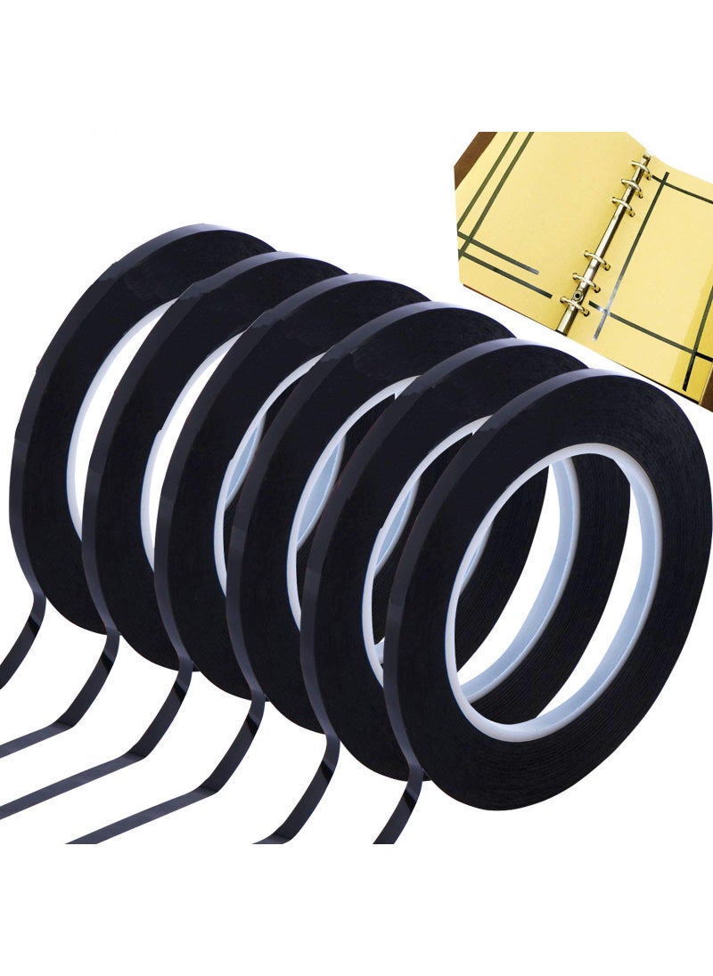 Goprover GoProver 6 Pack 3mm 1/8 inch Lightning Width Graphic Tape Whiteboard Tape Self Adhesive Chart Line Tape Grid Marking Tapes Gridding Tape Art Artist Tape, 108 Feet Feet Long per Roll  - Image 1