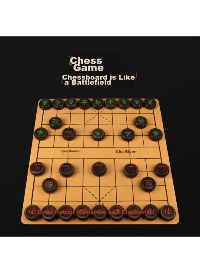 Wonderful Notes Miaoji Chinese Chess, Ebony Gift Box, Solid Wood Chess Set, High-end Leather Chessboard, Luxury Gift Box For Camping - Image 2