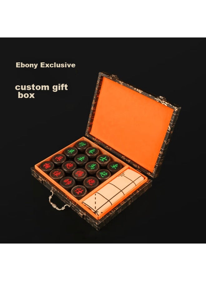 Wonderful Notes Miaoji Chinese Chess, Ebony Gift Box, Solid Wood Chess Set, High-end Leather Chessboard, Luxury Gift Box For Camping - Image 3