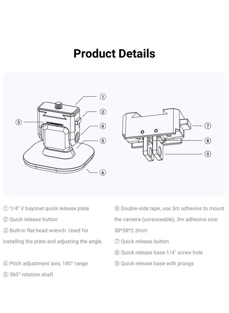 Ulanzi - R073 Ulanzi Dash Cam Mount Car Accessories For Insta360 X3/ONE RS/ ONE X2 / ONE R / ONE X - Image 1