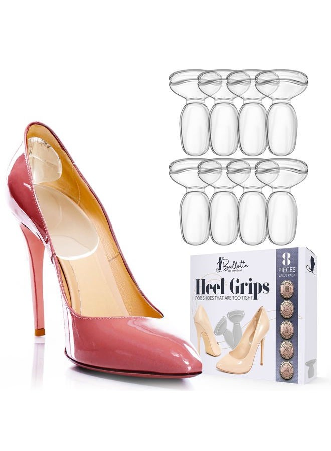 Ballotte Heel Pads for Shoes, Silicone Heel Protectors, Soft Silicone Shoe Inserts for Big Shoes, Alleviates Slipping & Discomfort, Comfortable Cushioning for High Heels, 8-Pack Multicolor (Natural) - Image 1