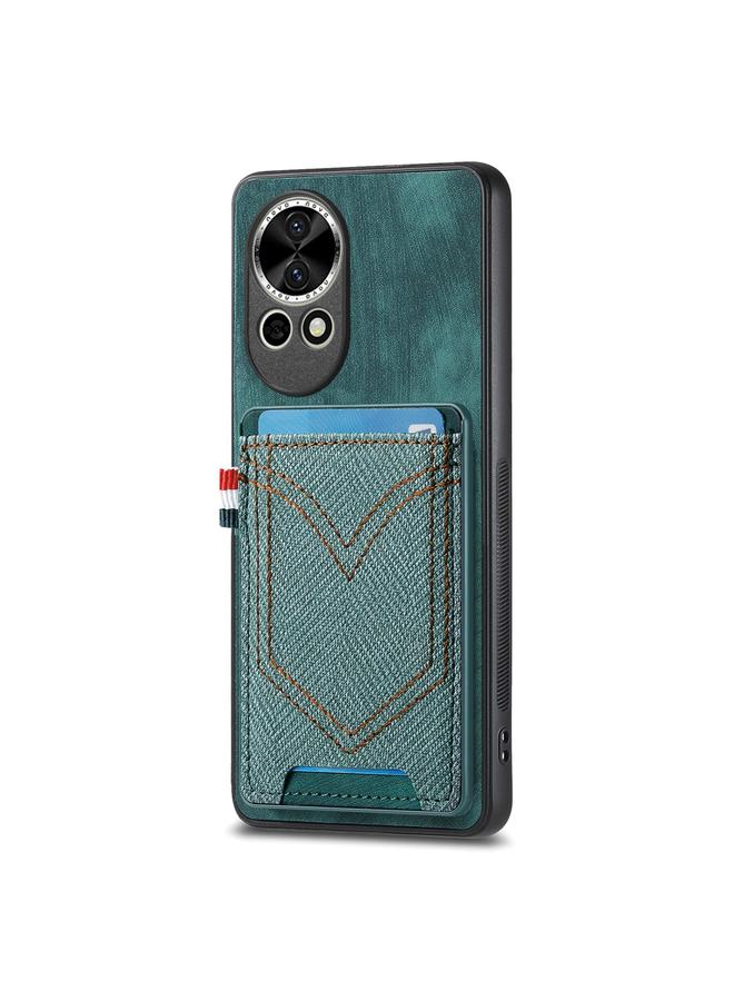 جرين تايجر جراب لهاتف Huawei nova 13 مصنوع من جلد الدنيم مع فتحة للبطاقات - Image 1