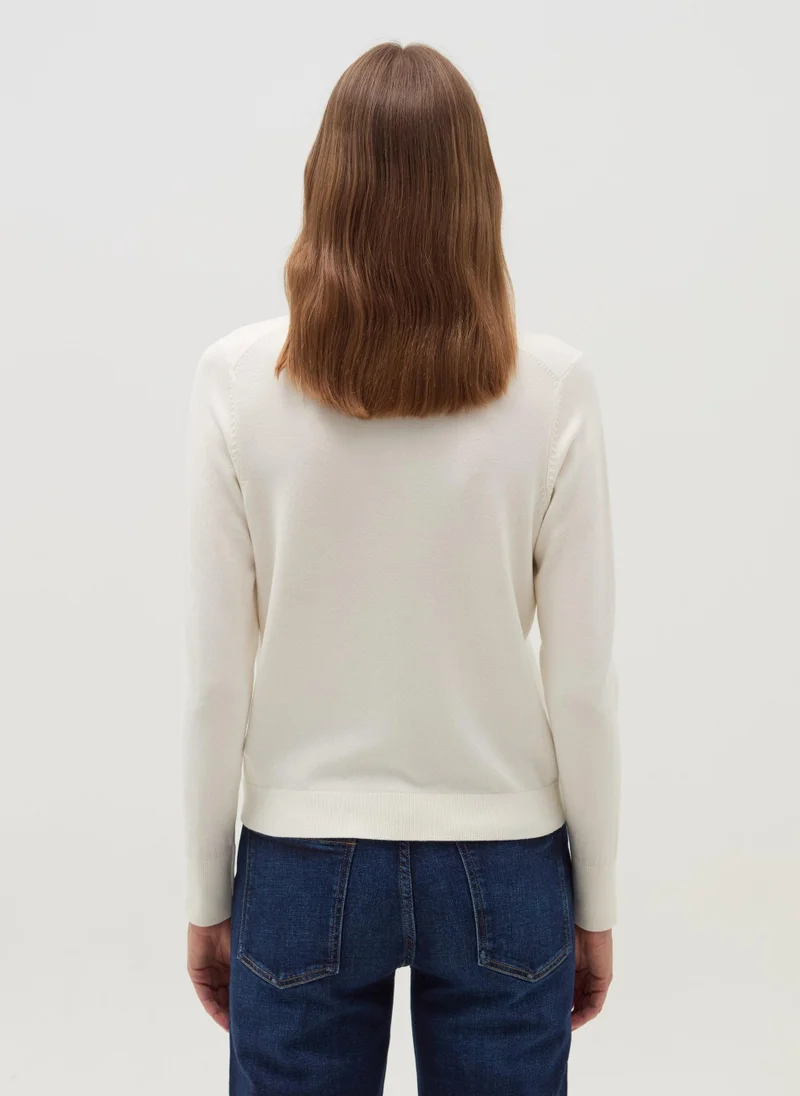 Ovs Solid colour cardigan with round neck