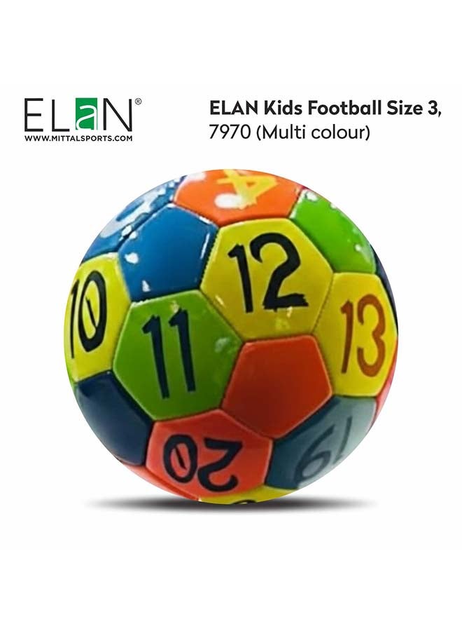 ELAN Street Pup PVC Kids Football - Official Size 3, Vibrant Multi-Color Design, High-Cladding Durable Soccer Ball for Boys & Girls - Image 1