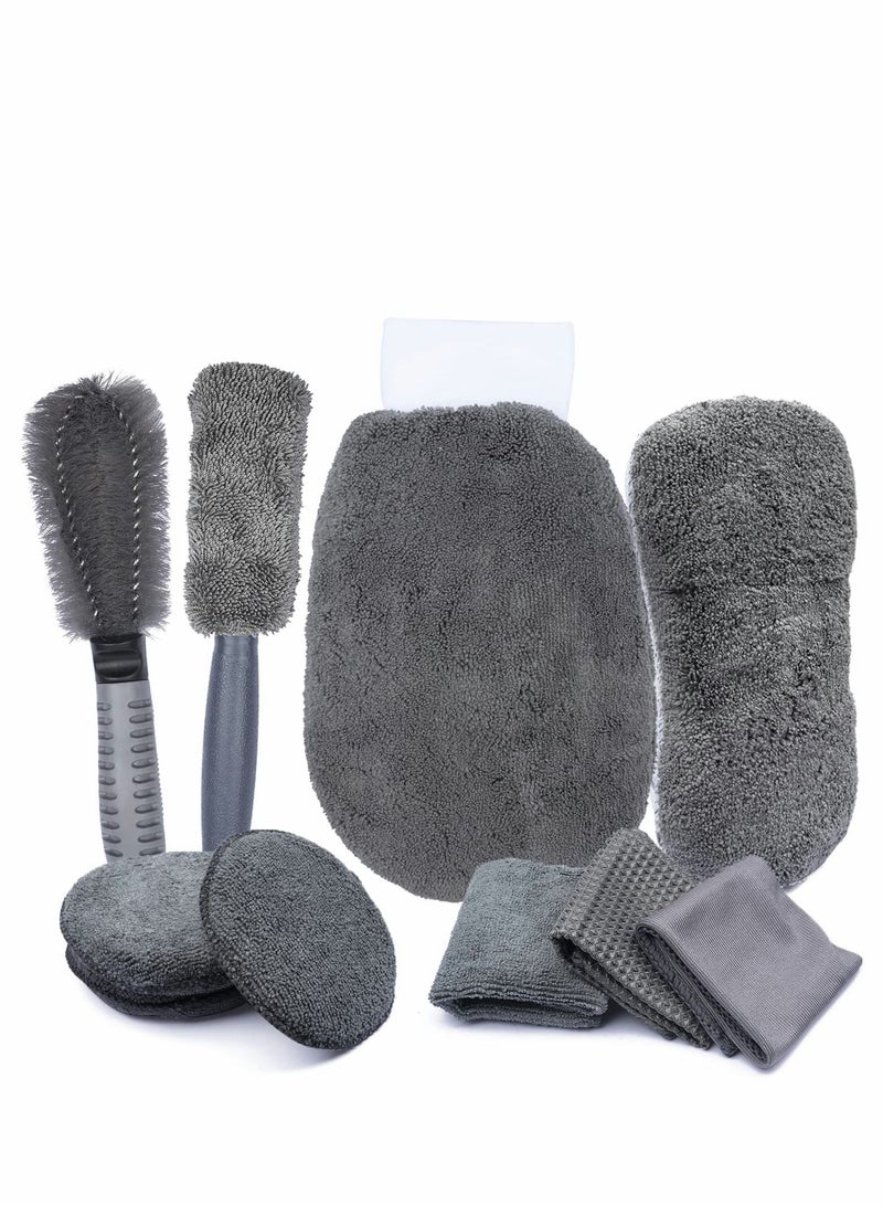 Excefore Car Wash Cleaning Kit, 10PCS Care Clean Tools, Wheel Brushes for Tyre, Microfiber Washing Towels Detailed Interior & Exterior Car, Motorcycle, Bicycle, Van Truck - Image 1