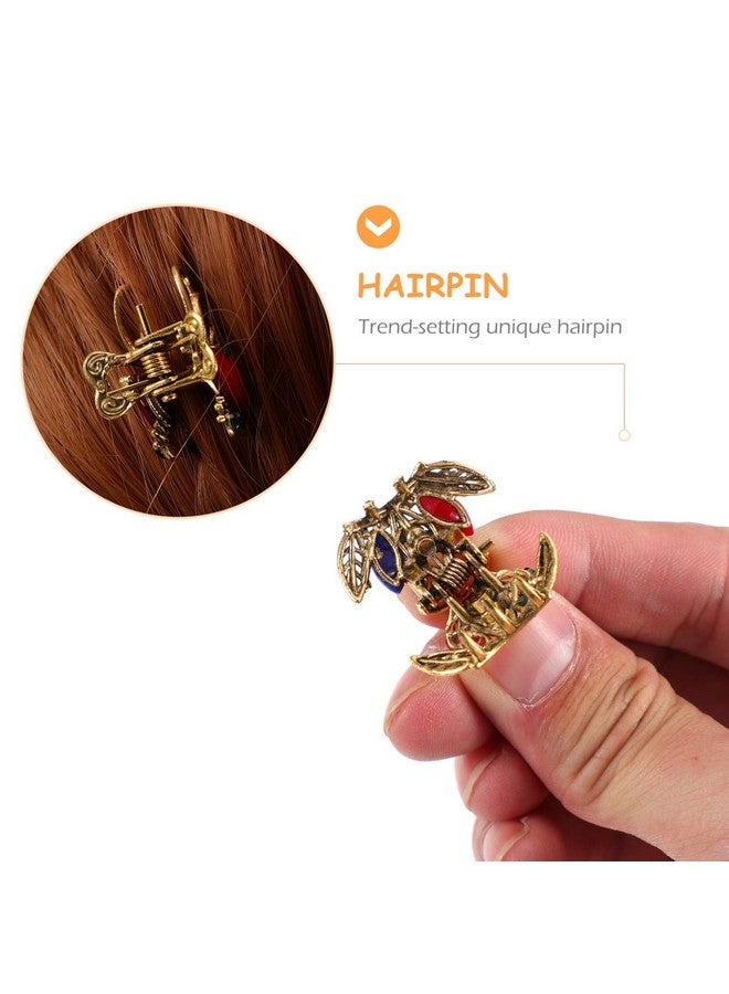 سولوستر مشابك مخلب معدنية صغيرة من SOLUSTRE مرصعة بأحجار الراين الكريستالية - مشابك فك عتيقة للاستخدام اليومي (12 قطعة، ألوان عشوائية) - Image 4