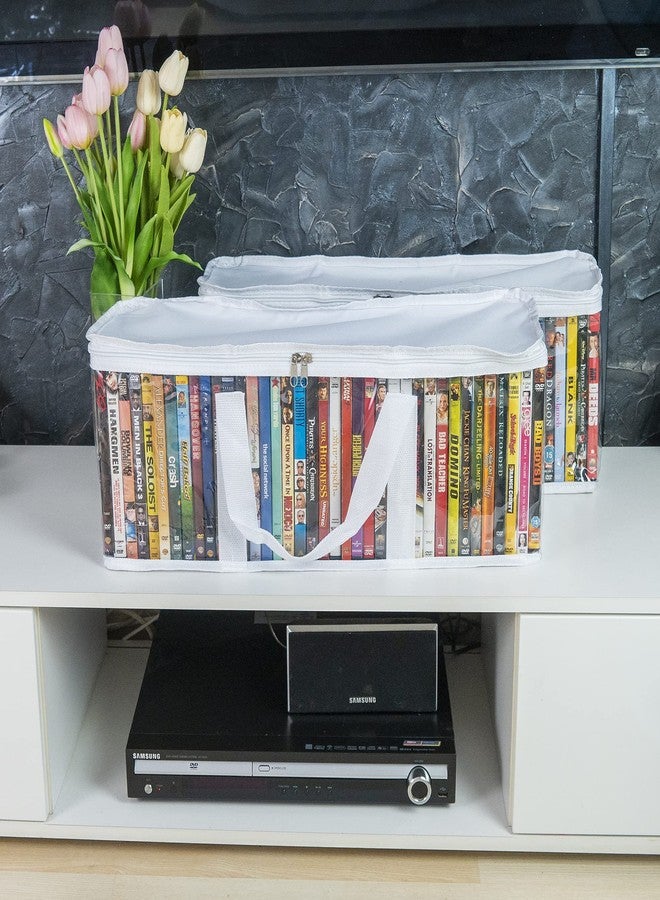 مايد إيزي كيت حقيبة تخزين أقراص DVD من Made Easy Kit - منظم PVC شفاف، مقابض مخيطة ثلاثياً، فواصل - قابلة للتكديس، موفرة للمساحة، تتسع لـ 40 علبة DVD - حاوية لأقراص الأفلام وألعاب الفيديو وأشرطة VHS (أبيض، حقيبتان) - Image 5