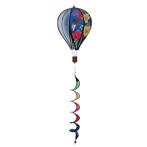 Premier Kites Hot Air Balloon Hanging Garden Spinner 16" - Vibrant Hummingbird Design, Weather-Resistant Outdoor Decor, Durable & Lightweight for Patios, Yards, and Gardens - Eye-Catching Wind Spinner - Image 1