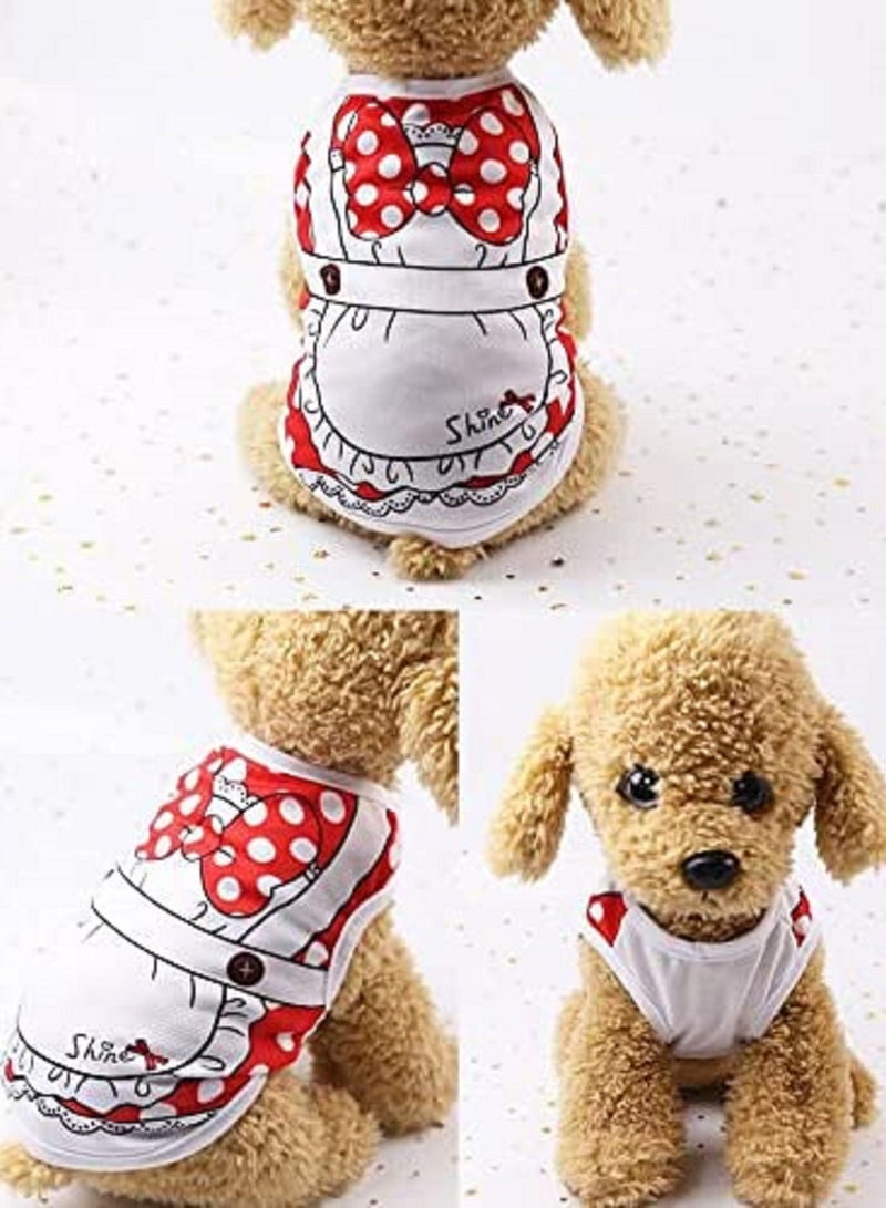 Generic Spring Wear Collection Fashion Prints Clothes with Round Neck T Shirt for Cats and Dogs White And Red Bow Small size  - Image 1