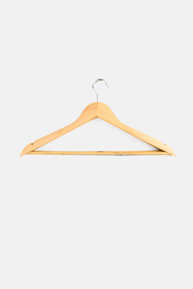 Muy Mucho 3 Piece Wooded Hanger, Tan