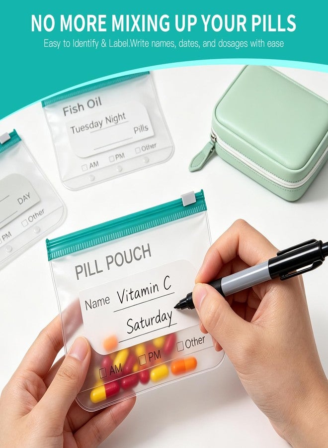 CGPVTSJ 14 Day Travel Pill Kit Personal Medicine Organizer Case Set A8 Waterproof Pill Pouch for Travel Small Portable Storage Binder Style with Bags Cute Medication Purse Zipper Pocket (Pink-14 Pouches - Image 3
