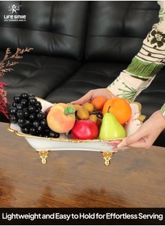Life Smile LIFE SMILE Serving Bowl With Gold Stand  - Bone China Fruit Basket For Fruit Vegetable Storage Snack Nuts Cake Dessert  - Image 2