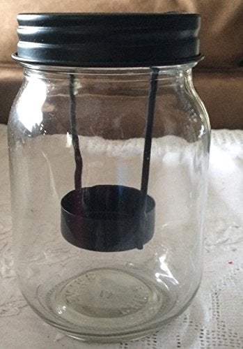 Tea Light Mason Jar 16oz Black Lid