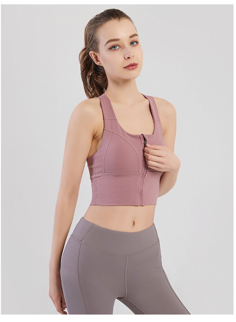 Loquat Women Quick Dry Breathable Yoga Bra Pink  - Image 1