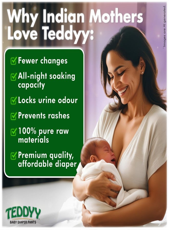 TEDDYY Easy Baby M Size Diaper Pant Style | 84 Count (Medium) | 7-12 kg (Pack of 2) | Long Protection Hours | Anti-Bacterial | Airy Breathable Fit | Rapid Soaker Channels with Wetness Indicator - Image 3
