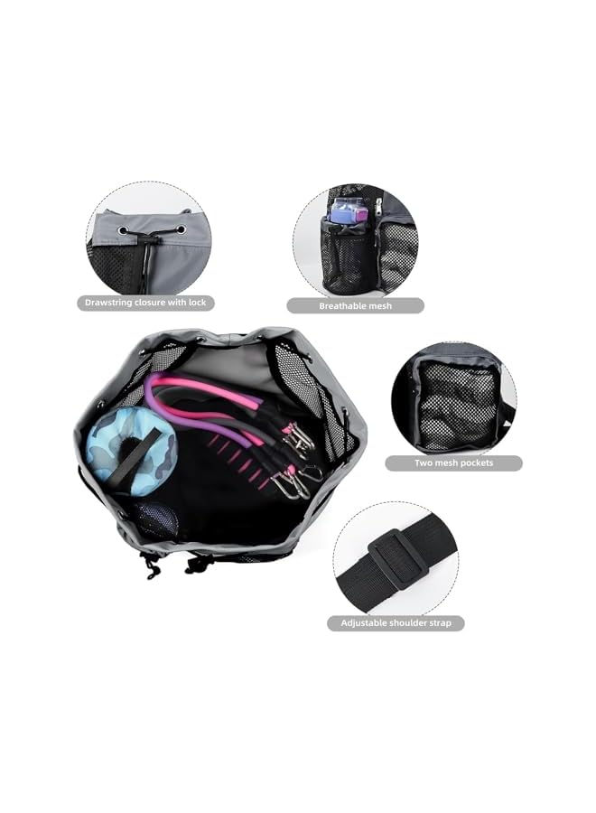 S-TOP Mesh Swim Bag, Large 40L Drawstring Backpack with Breathable Mesh Material, Water Resistant Sports Bag for Swimming Gear, Beach, Pool, Gym and Travel Accessories - Image 3