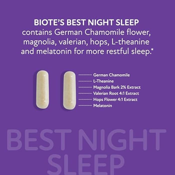 Biote Nutraceuticals - Best Night's Sleep - Restfulness + Awake Refreshed (60 Capsules) - Image 4