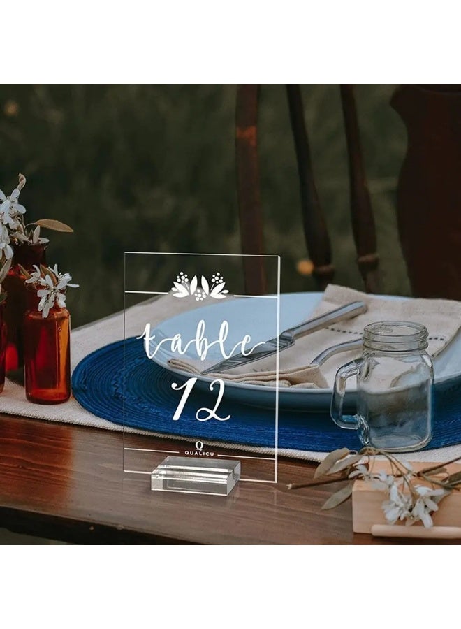 حاملات لافتات أكريليك لحاملات أرقام الطاولات لحامل بطاقات مكان العرض، حامل لافتات أكريليك بقاعدة أكريليك لحفلات الزفاف، 12 قطعة - Image 5