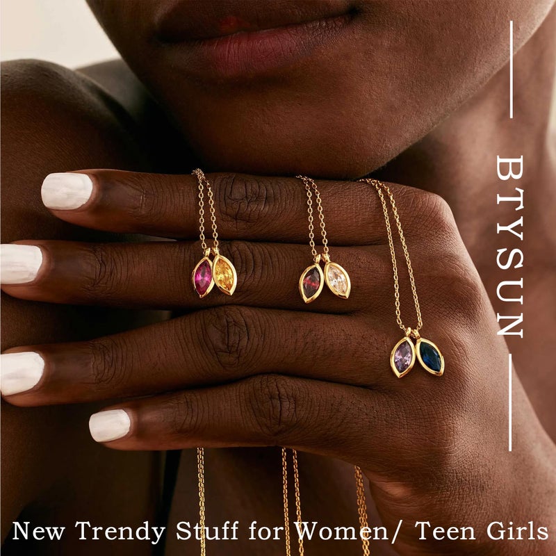 Btysun October Birthday Gifts for Women, Birthstone Necklace for Women 14K Gold Plated Tourmaline Necklace Dainty 50th Birthday Gifts for Her Dainty Thanksgiving Gifts - Image 2
