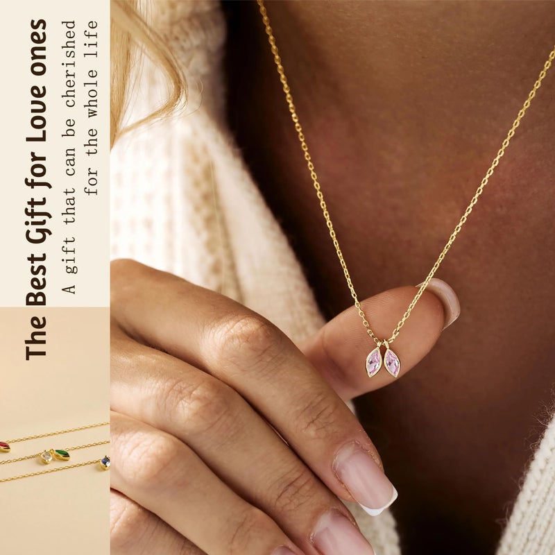 Btysun October Birthday Gifts for Women, Birthstone Necklace for Women 14K Gold Plated Tourmaline Necklace Dainty 50th Birthday Gifts for Her Dainty Thanksgiving Gifts - Image 3