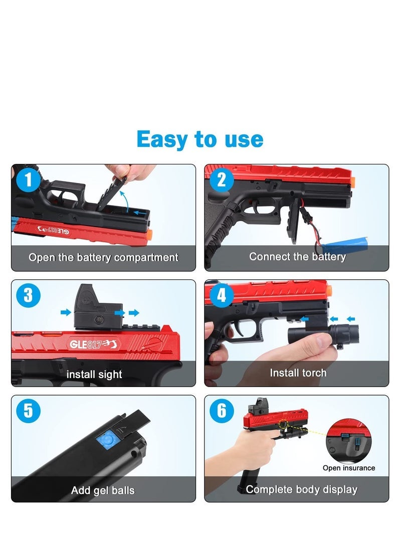 Moonmen Gel Balls Blaster Gle817 Pistol Toy Gun Hydrogel Impact Game/Hydrogel- Ball Blaster Toy for Children's Outdoor Team Game Live CS Battles Cosplay - Image 5