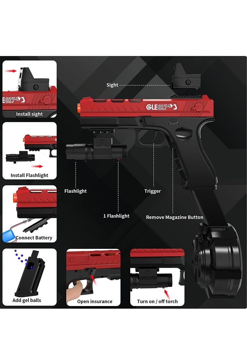 Moonmen Gel Balls Blaster Gle817 Pistol Toy Gun Hydrogel Impact Game/Hydrogel- Ball Blaster Toy for Children's Outdoor Team Game Live CS Battles Cosplay - Image 4