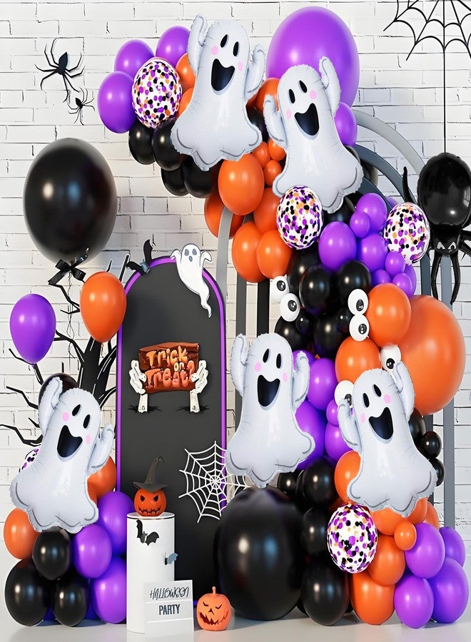 D-Fokes 5PCS Halloween Ghost Balloons, White Ghost Mylar Balloons, Reusable Halloween Balloon Party Supplies Trick or Treat, Baby Shower, Birthday Themed Party Decorations - Image 3