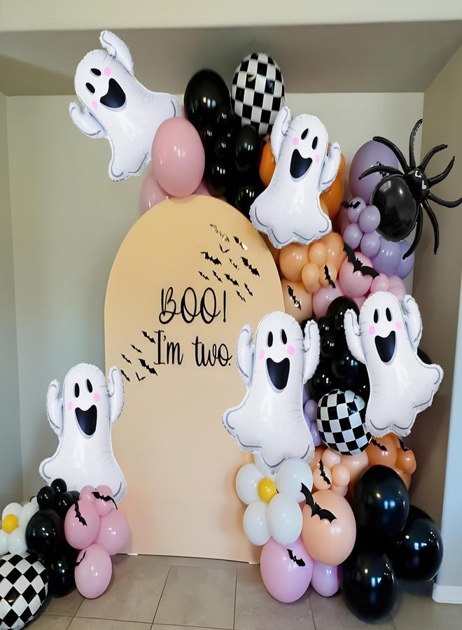 D-Fokes 5PCS Halloween Ghost Balloons, White Ghost Mylar Balloons, Reusable Halloween Balloon Party Supplies Trick or Treat, Baby Shower, Birthday Themed Party Decorations - Image 4