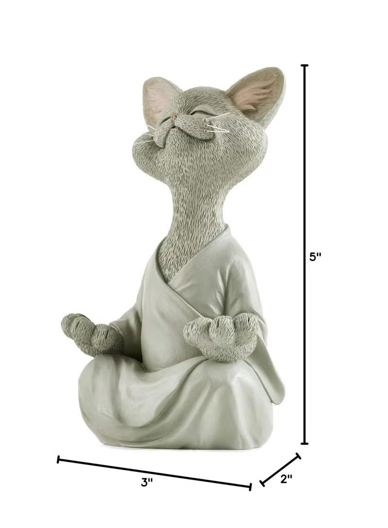 تمثال قطة رمادية، ديكور لليوغا والتأمل، هدية مثالية لمحبي القطط. - Image 2