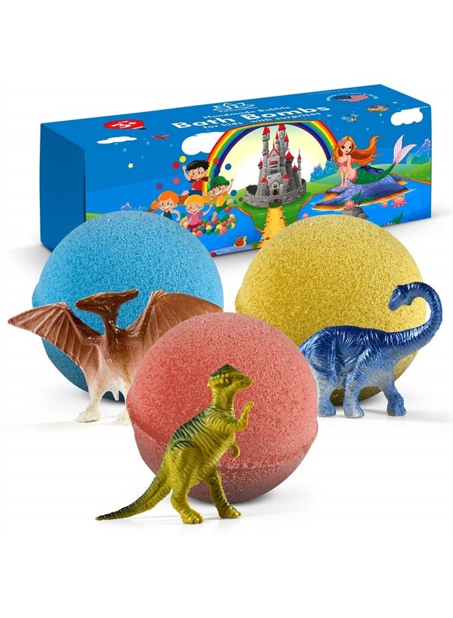 Relaxcation Bath Bombs for Kids with Surprise Inside Dinosaurs - 3 Organic Large Bath Bomb Kit Dino Inside - Great Fizzy and Bubble Safe for Boys and Girls - Image 1