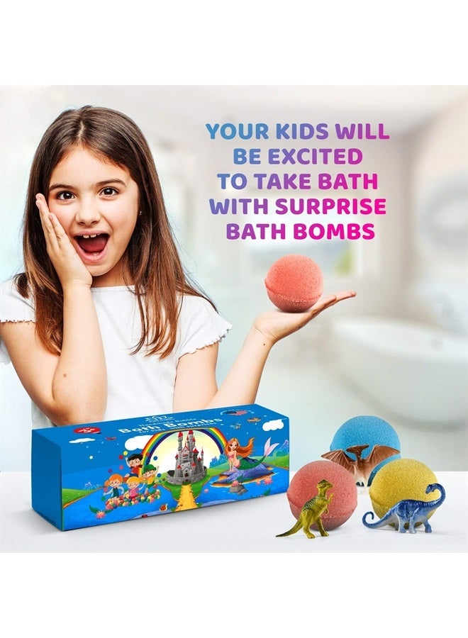 Relaxcation Bath Bombs for Kids with Surprise Inside Dinosaurs - 3 Organic Large Bath Bomb Kit Dino Inside - Great Fizzy and Bubble Safe for Boys and Girls - Image 3