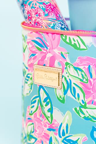 Lilly Pulitzer Pink/Blue/Green Insulated Soft Beach Cooler with Adjustable/Removable Strap and Double Zipper Close, Totally Blossom - Image 3