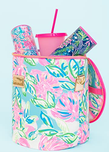 Lilly Pulitzer Pink/Blue/Green Insulated Soft Beach Cooler with Adjustable/Removable Strap and Double Zipper Close, Totally Blossom - Image 5