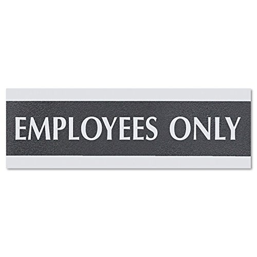 Headline Sign Century Series Office Sign, "Employees ONLY" for Wall Door or Countertop, 9" x 3", Black and Silver (4760) - Image 1
