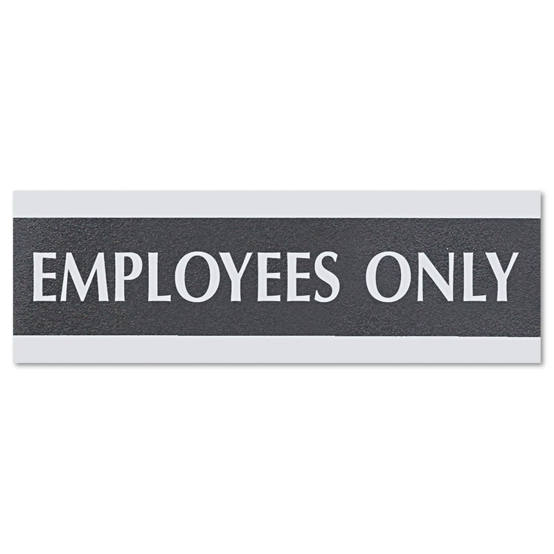 Headline Sign Century Series Office Sign, "Employees ONLY" for Wall Door or Countertop, 9" x 3", Black and Silver (4760) - Image 5