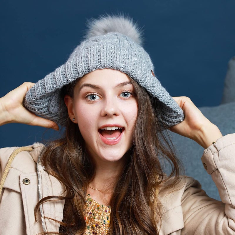 REDESS Women Winter Pompom Beanie Hat with Warm Fleece Lined, Thick Slouchy Snow Knit Skull Ski Cap - Image 5