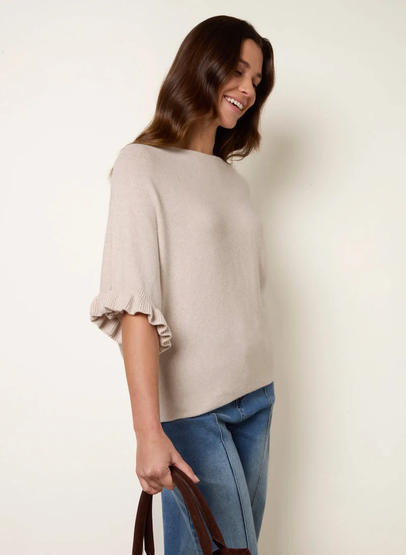 بلو فانيلا Knitted Frill Sleeve Batwing Jumper