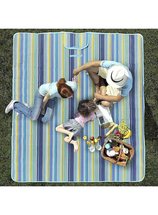 SKY-TOUCH SKY TOUCH Foldable Picnic Blanket Waterproof Beach Blanket Waterproof Picnic Blanket Portable Picnic Mat Portable Beach Mat For Outdoor Camping Family Outdoor Park Garden 200*150cm Blue - Image 2