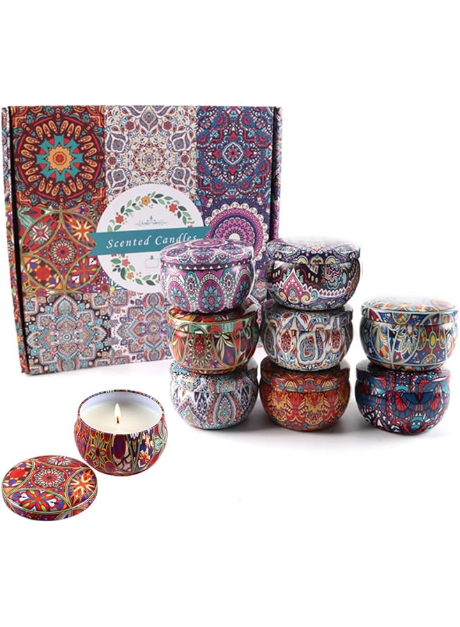 The Bros طقم هدايا الشموع المعطرة، 9 قطع شمعة معدنية للسفر محمولة للاسترخاء، شمعة عطرية خالية من الدخان بالشمع الطبيعي، روائح متنوعة لشموع الجرة للاستحمام واليوغا والنوم والمهرجانات وحفلات الزفاف والهدايا - Image 1