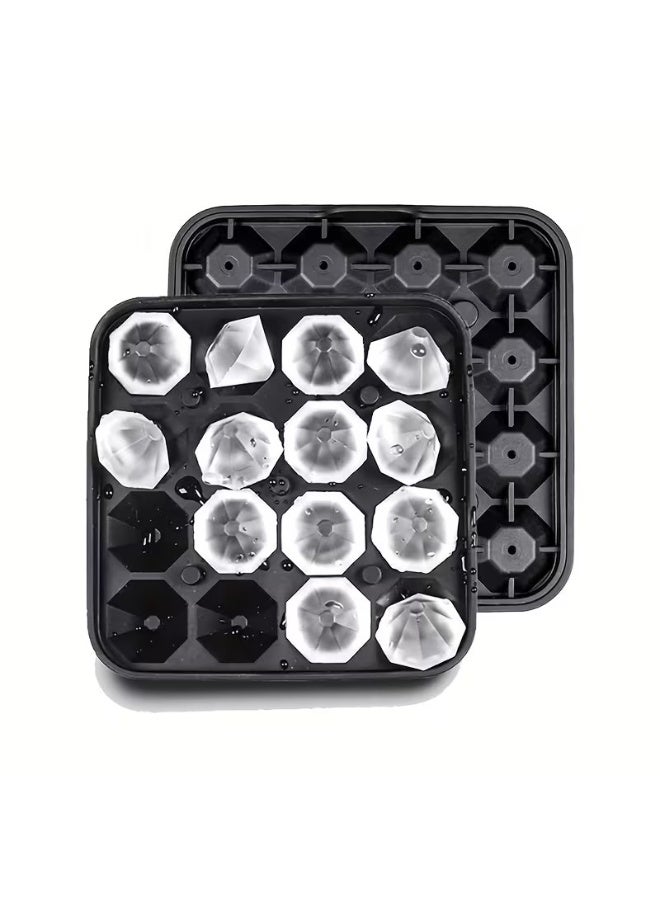 Goolsky 16-Cavity Small Diamond Ice Cube Tray, Fun Shapes Silicone Mini Dice Mold, 16 Cubes Easy Release BPA-Free Stackable with Lid 1pc - Image 2