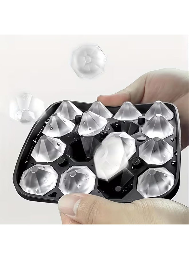 Goolsky 16-Cavity Small Diamond Ice Cube Tray, Fun Shapes Silicone Mini Dice Mold, 16 Cubes Easy Release BPA-Free Stackable with Lid 1pc - Image 1
