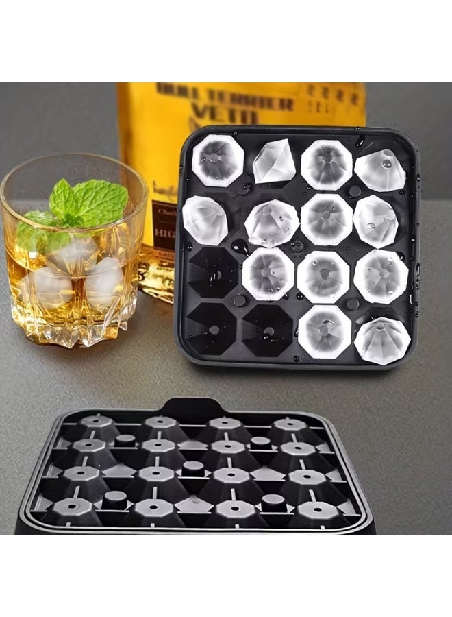 Goolsky 16-Cavity Small Diamond Ice Cube Tray, Fun Shapes Silicone Mini Dice Mold, 16 Cubes Easy Release BPA-Free Stackable with Lid 1pc - Image 4