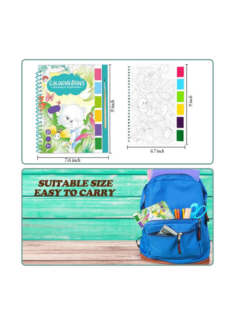 KASTWAVE Kids Watercolor Painting Book Set, Paint with Water Book for Toddlers Water Coloring Painting Paper with Paint Palette and Brush Art Craft Gift for Drawing - Image 5