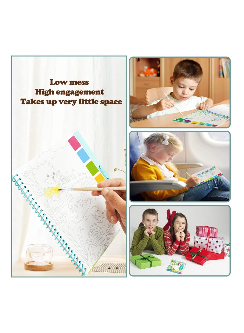 KASTWAVE Kids Watercolor Painting Book Set, Paint with Water Book for Toddlers Water Coloring Painting Paper with Paint Palette and Brush Art Craft Gift for Drawing - Image 4