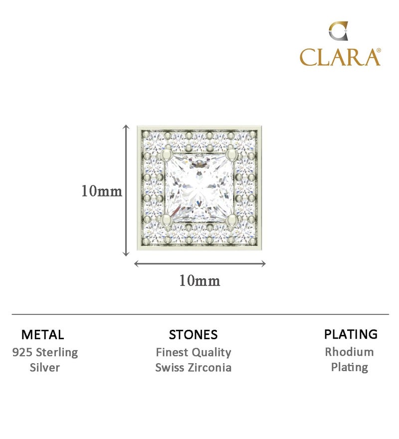 CLARA 925 Sterling Silver Square Solitaire Stud Men Earring |Multiple Size Options | Gift for Men & Boys | 1 Piece - Image 5