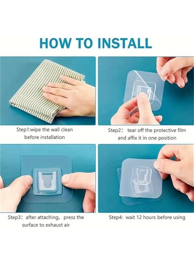 Transparent Double Sided Adhesive Wall Hooks,No Damage Wall Hooks,Nail Free Self Adhesive Hooks for Bathroom Kitchen Office Hanging (5 Set)  - Image 2