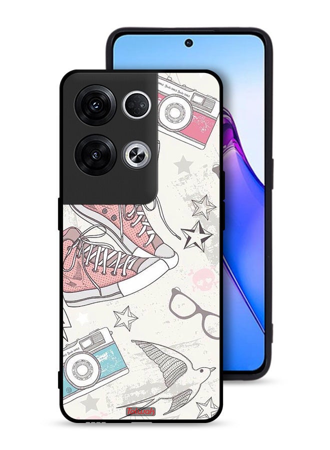 Tolwak Oppo Reno8 Pro Plus 5G Protective Case Cover Canva Shoes And Camera Art  - Image 1